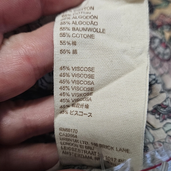 ANTHROPOLOGIE Let Me Be High-Neck Printed Peasant Blouse. Teal/mauve. XXS NWT - Picture 11 of 16